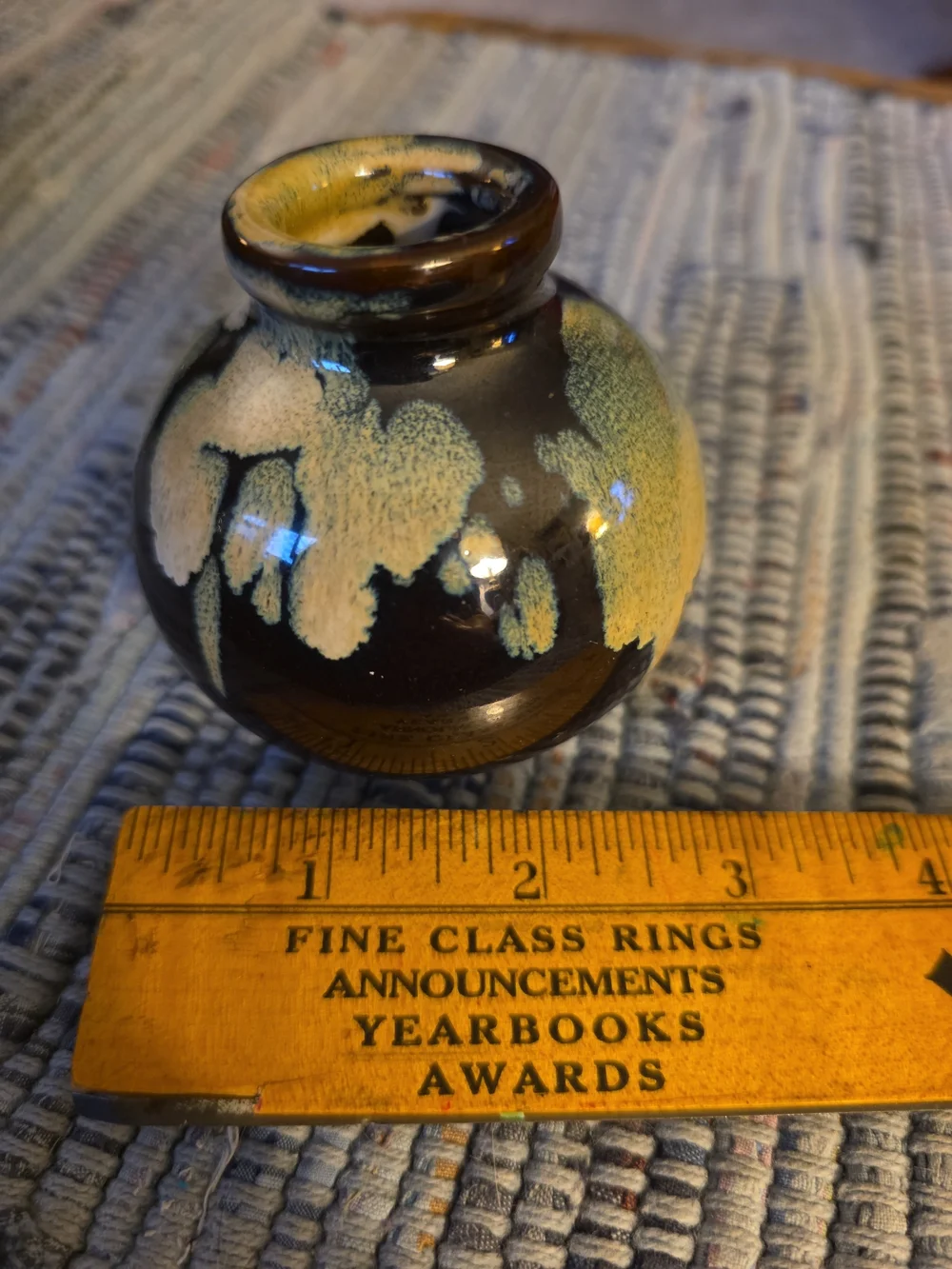 Handcrafted Brown and Yellow Glazed Ceramic Bud Vase